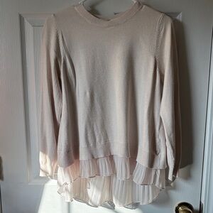 Milano Long Sleeve Sweater Size M | Ruffle Hem Cozy Chic Cream Top